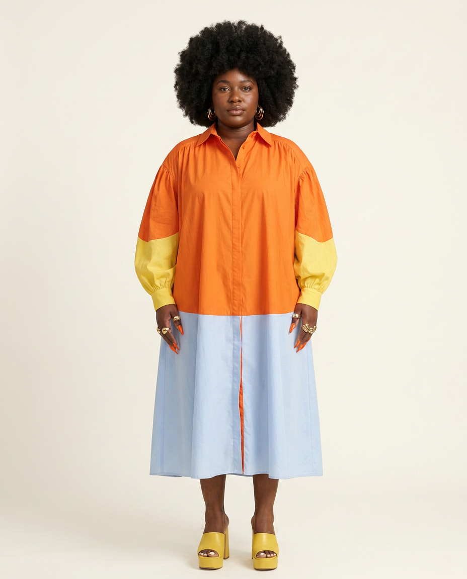 Vibrant Patchwork Loose Maxi Dress-2