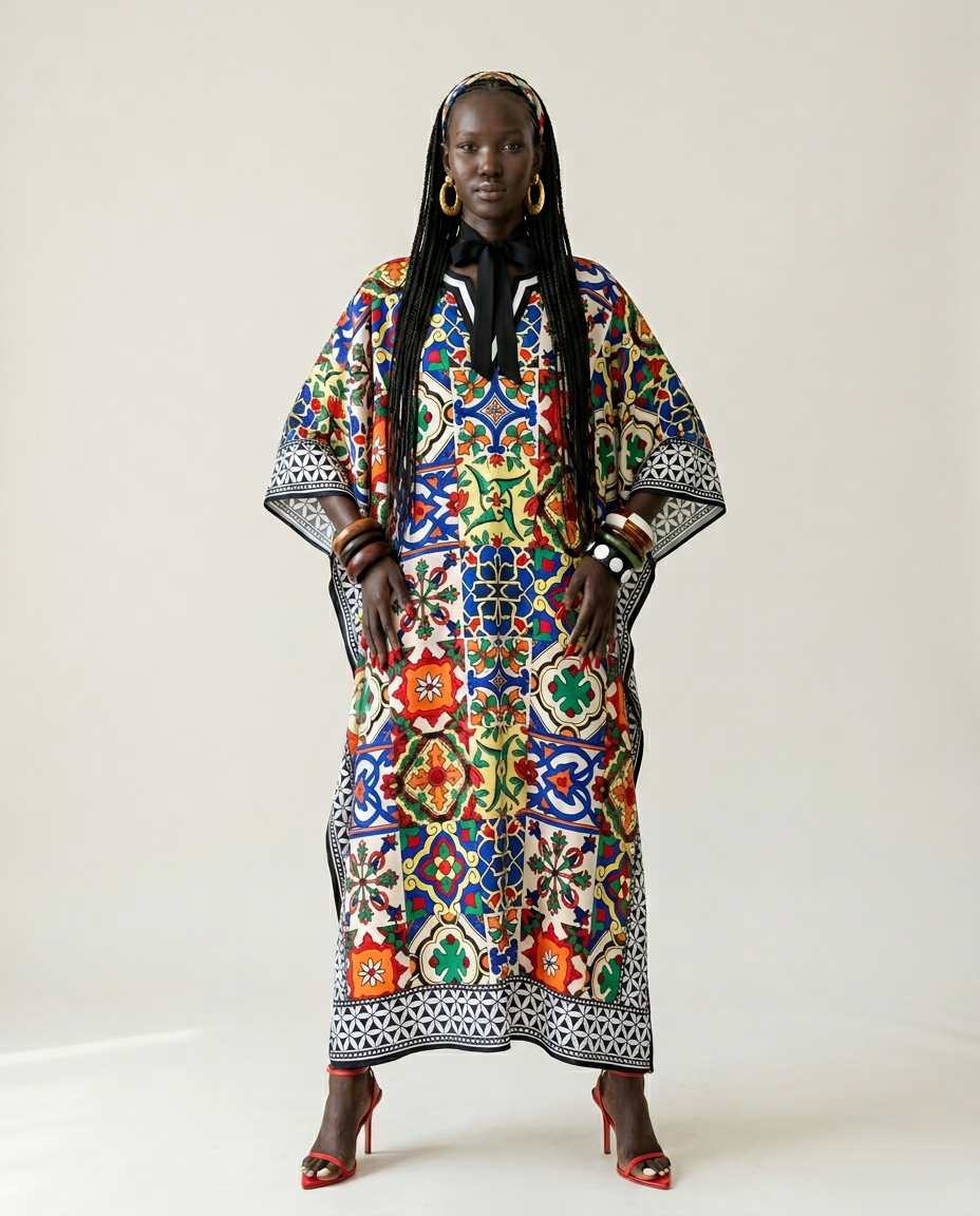 Vivacious Printed Kaftan Maxi Dress-2