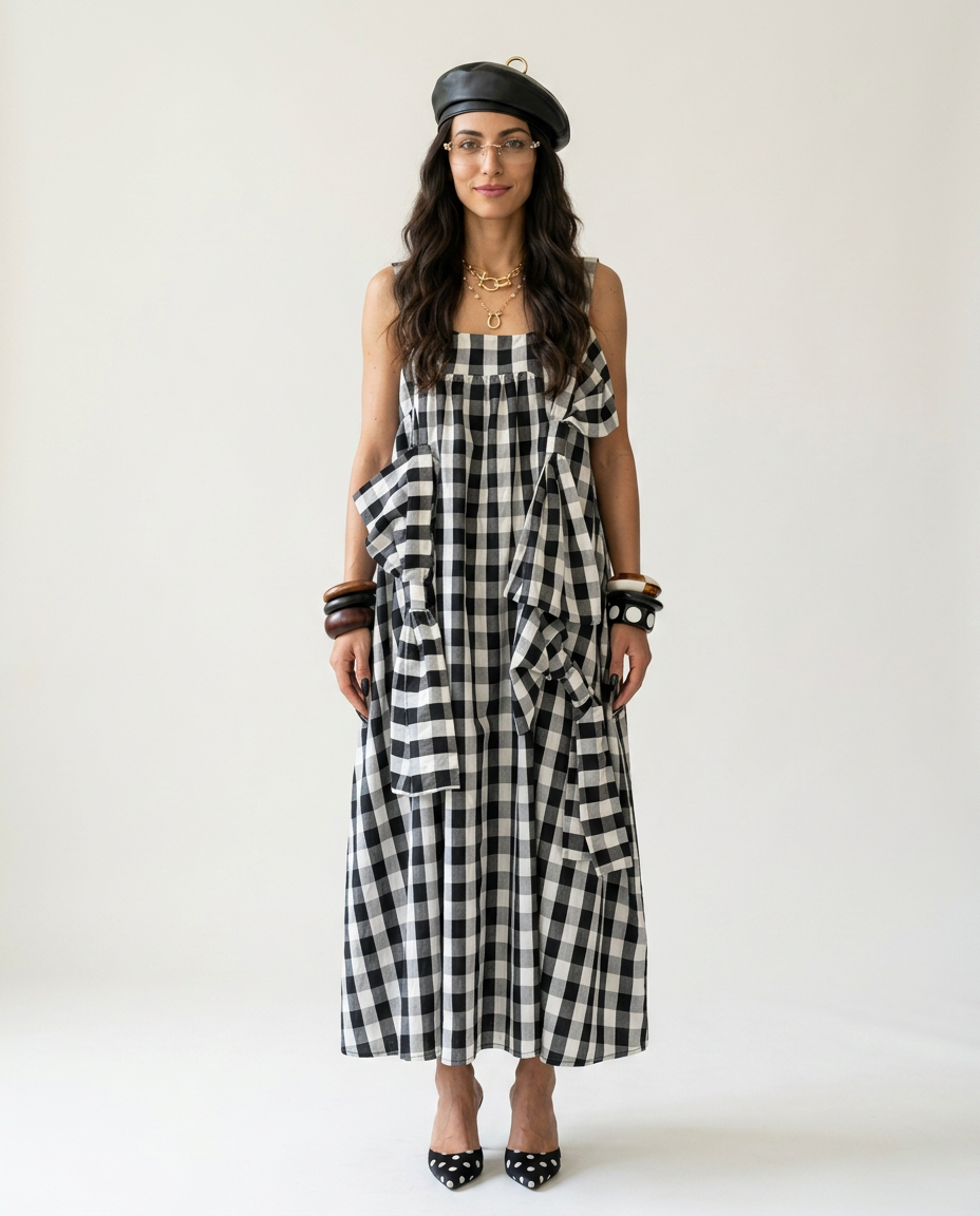 Sovereign Plaid Patchwork Maxi Dress-2