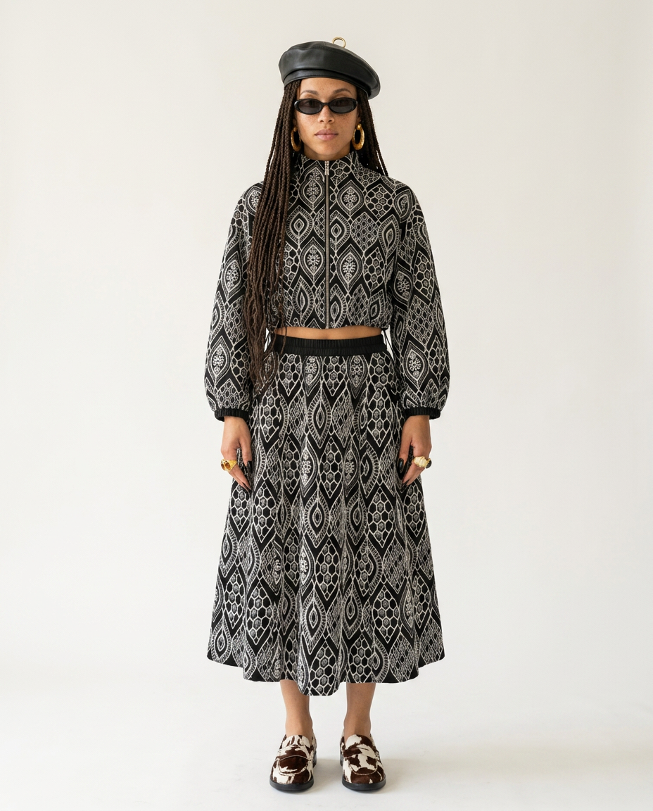 Audacious Embroidered Stand Collar Two-Piece Set-3