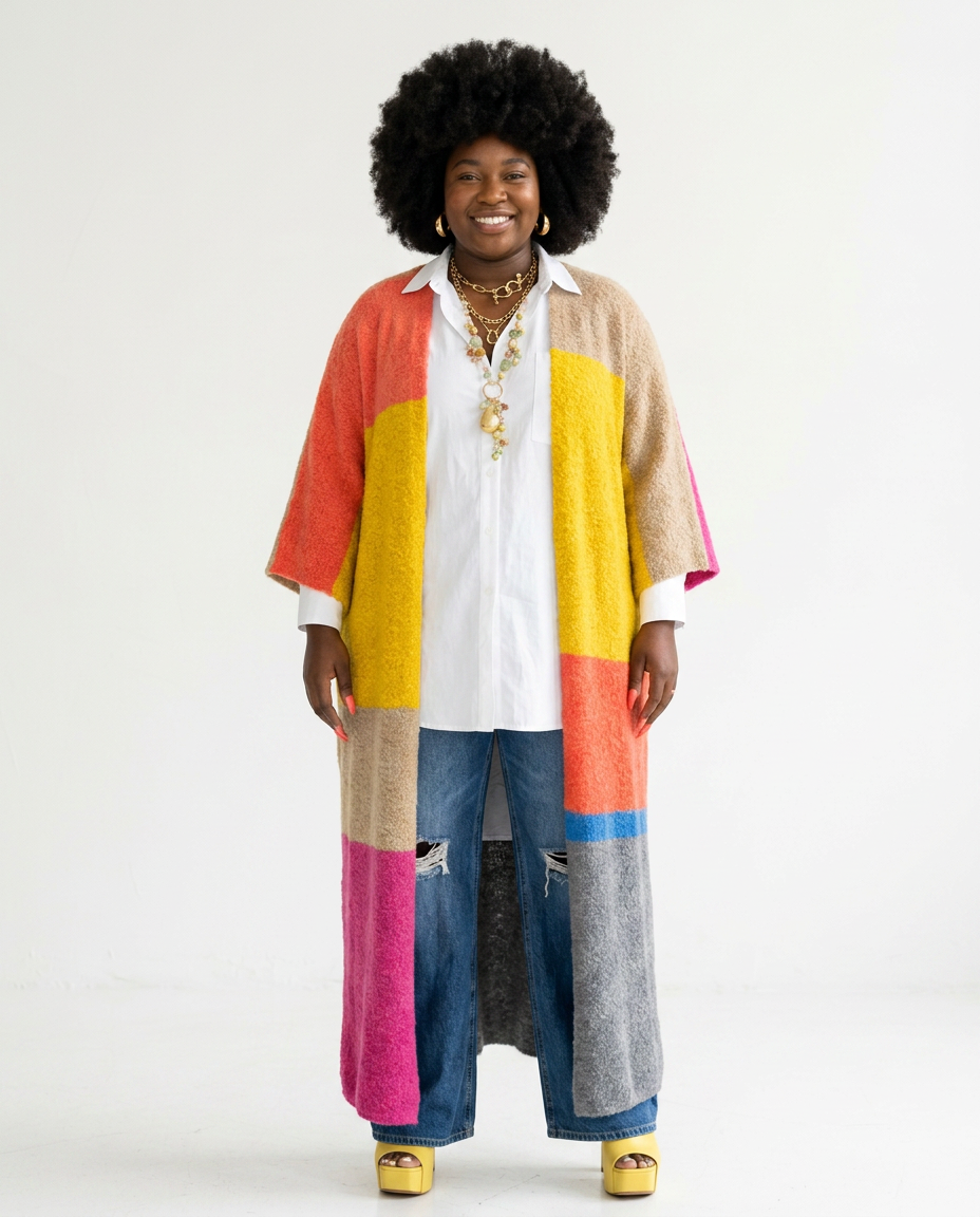Vibrant Geometric Open Kaftan-1