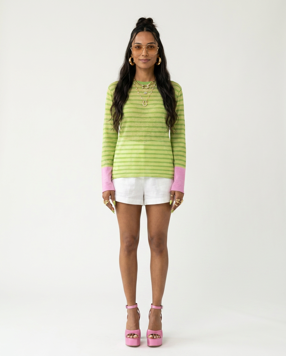 Dynamic Striped Loose Knitted Top-3