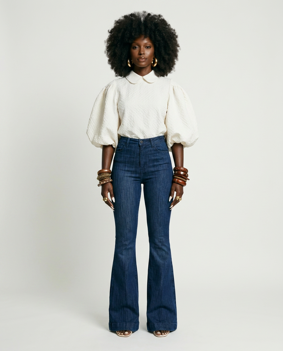 Ethereal Textured Balloon Sleeve Blouse-4