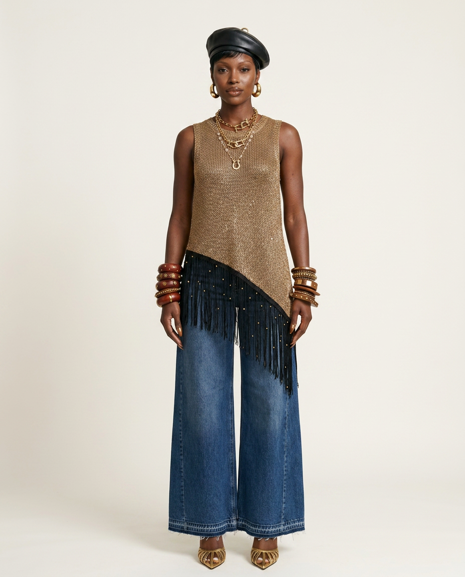 Radiant Sequin Tassel Vest-2
