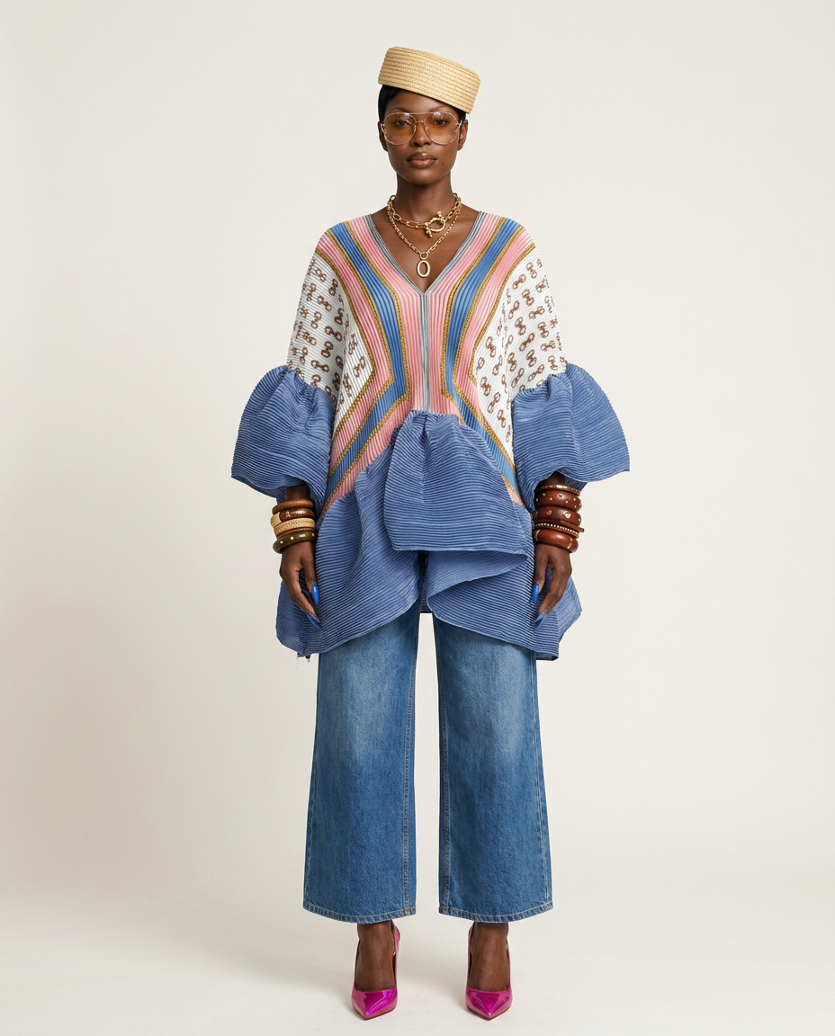 Vibrant Pleated Ruffle Top-2