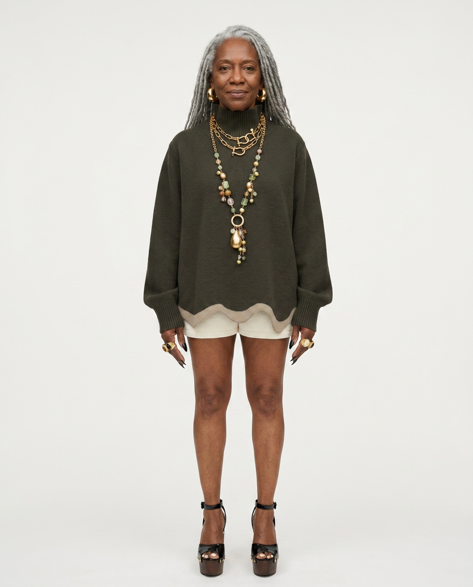 Grounded Wavy Hem Knit Sweater-3
