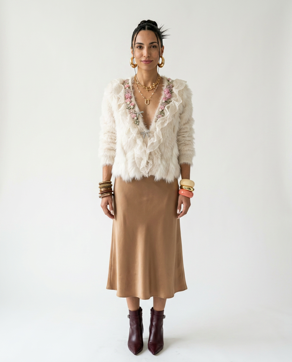 Divine Beaded Floral Ruffle Cardigan-3