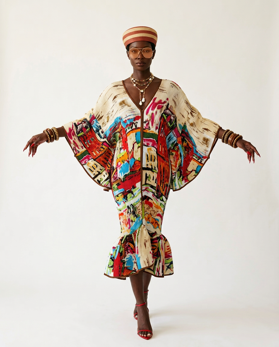 Wanderlust Pleated Patchwork Kaftan-2