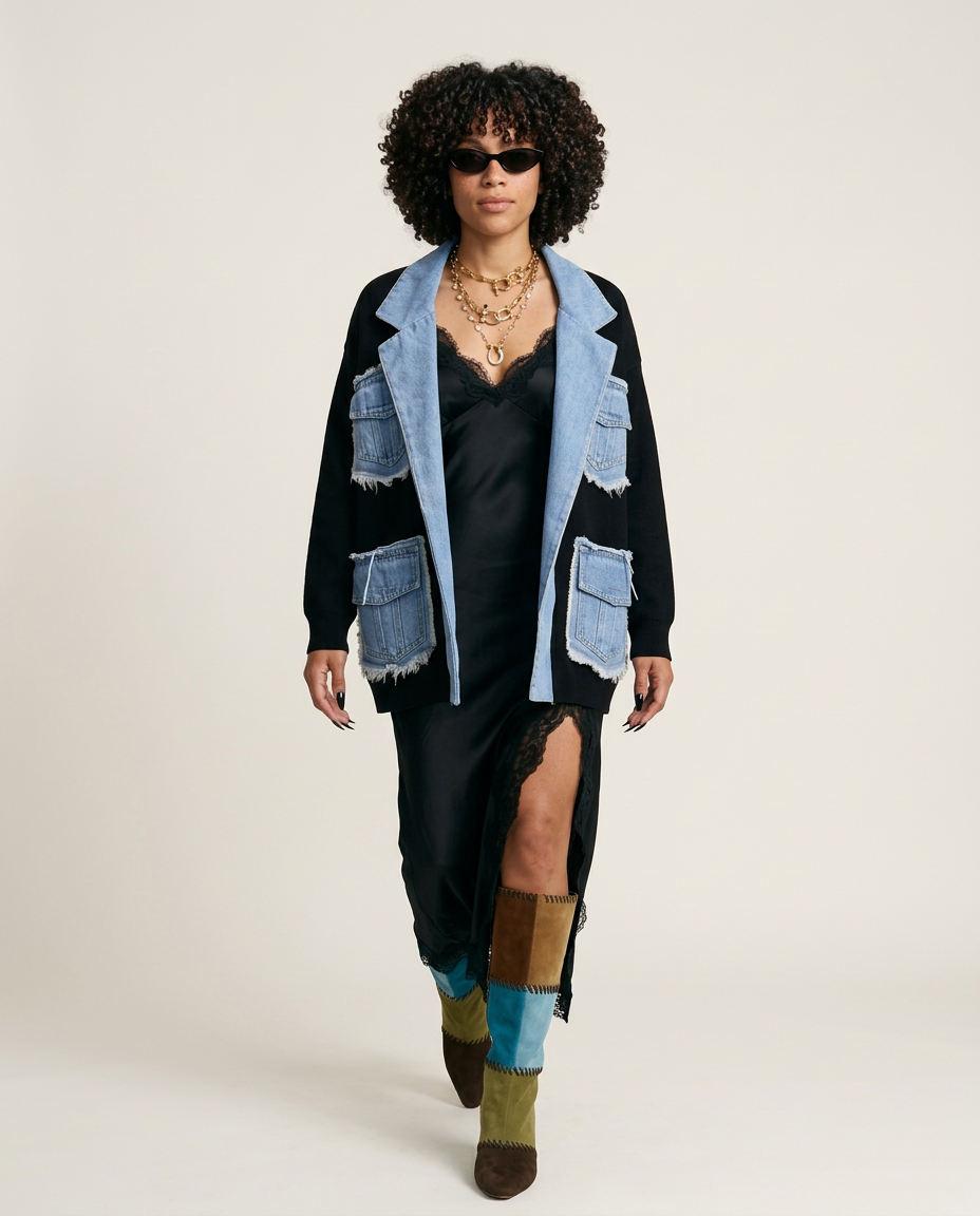 Untamed Denim Patchwork Cardigan-3