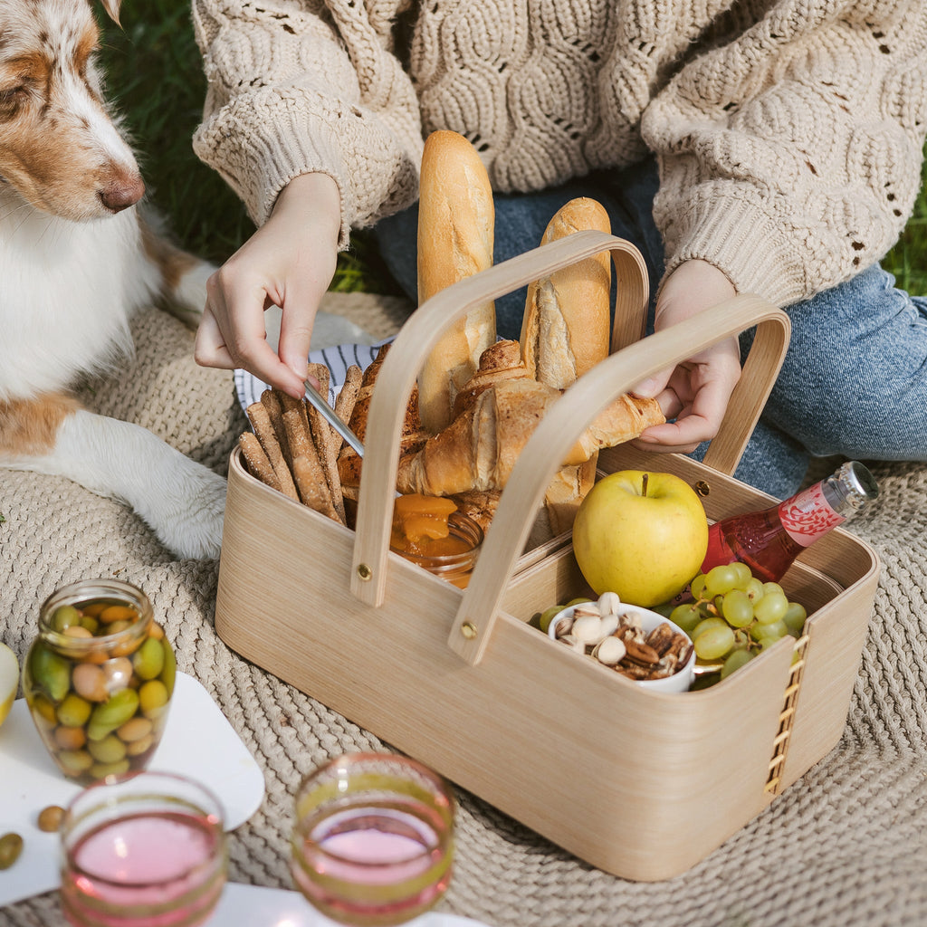 Stylish picnic basket, Outdoor basket with handles, Beach basket-4