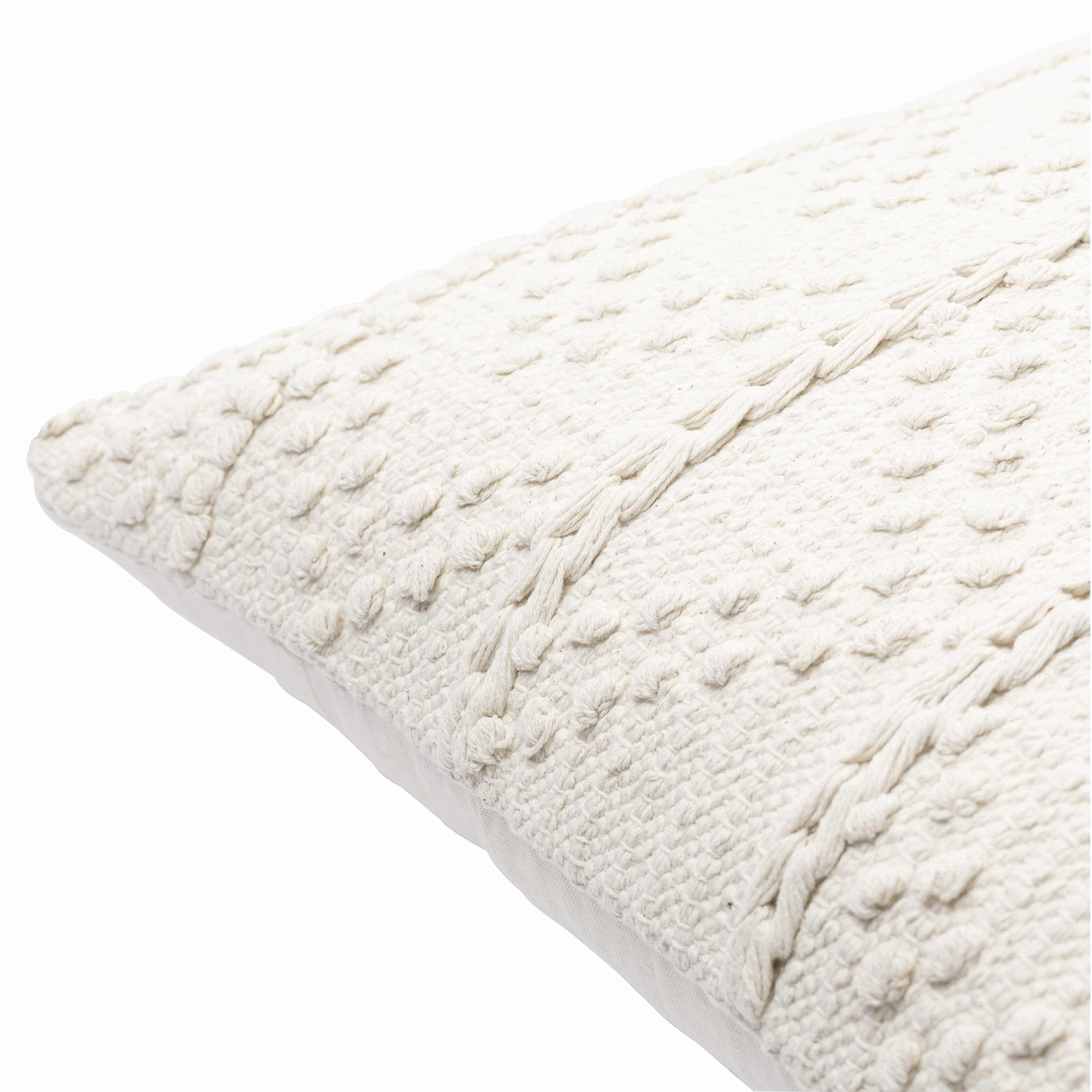 Sumiton off white textured crochet cotton throw pillow with hand-woven bohemian design — view 4
