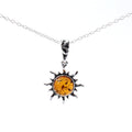 Silver and Amber Sun Cognac Pendant