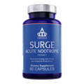 Surge Acute Nootropic dietary supplement bottle with 60 capsules for energy and focus
