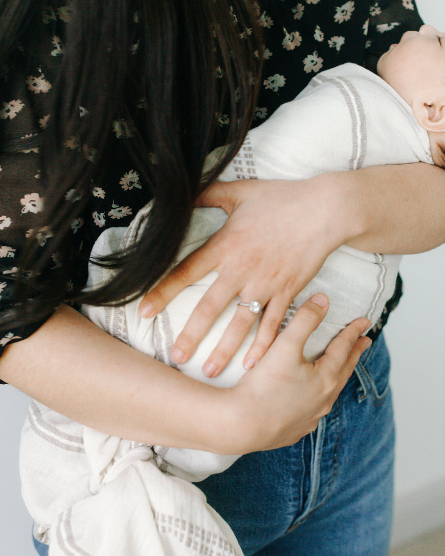Handwoven organic cotton baby swaddle blanket, delicately soft and lightweight fabric fold — view 4