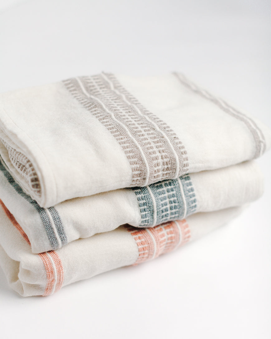 Handwoven organic cotton baby swaddle blanket, delicately soft and lightweight fabric fold — view 5