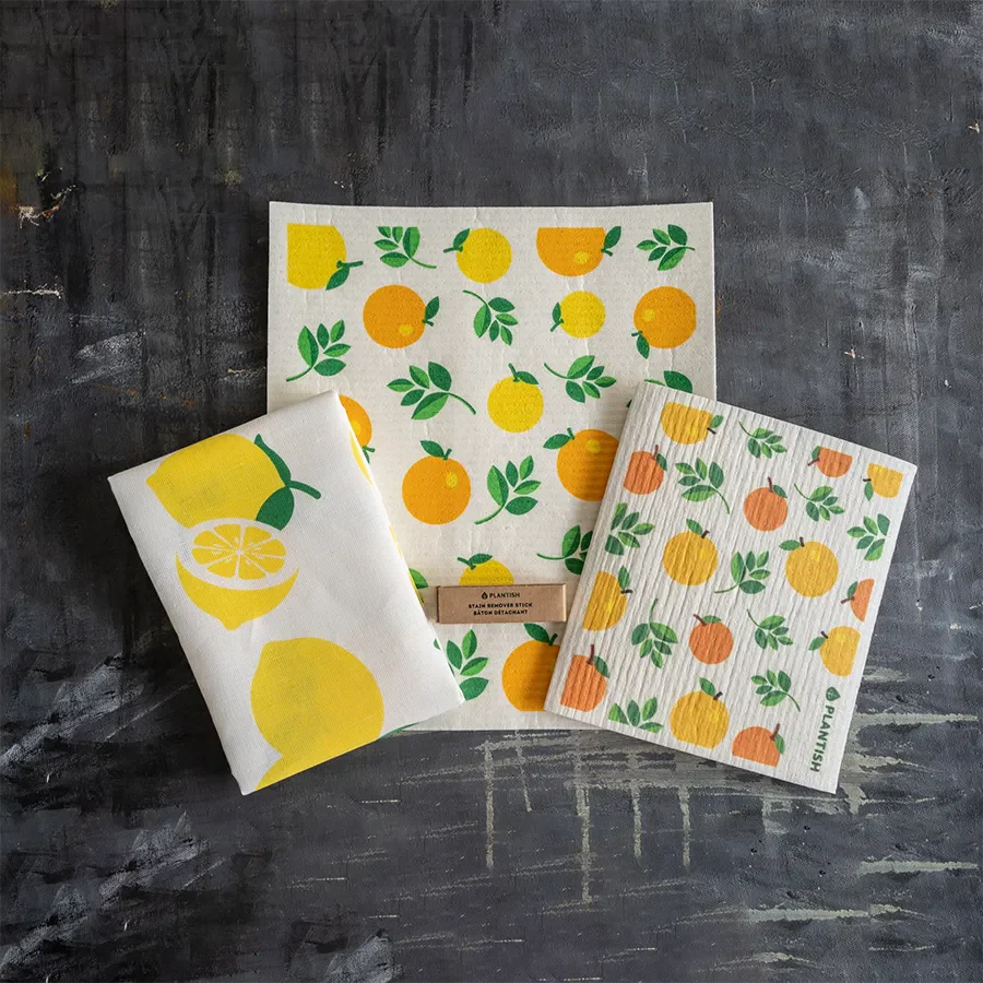 Swedish tea towel in a folded natural linen and cotton fabric with hanging loop — view 4