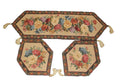 Three piece rustic floral woven cotton blend table runner set with colorful morning awakening design