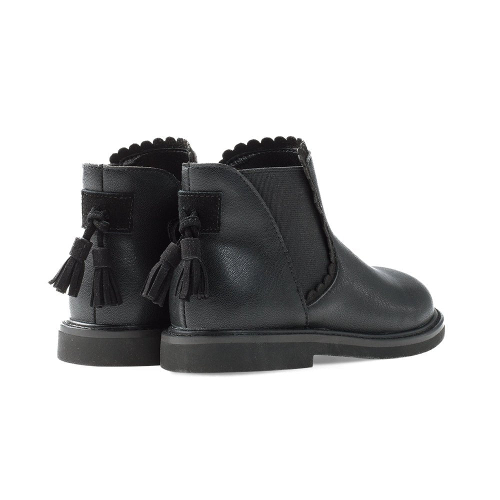 Tassel tail kids Chelsea boots in waterproof leather with warm lambswool lining and side zipper — view 4