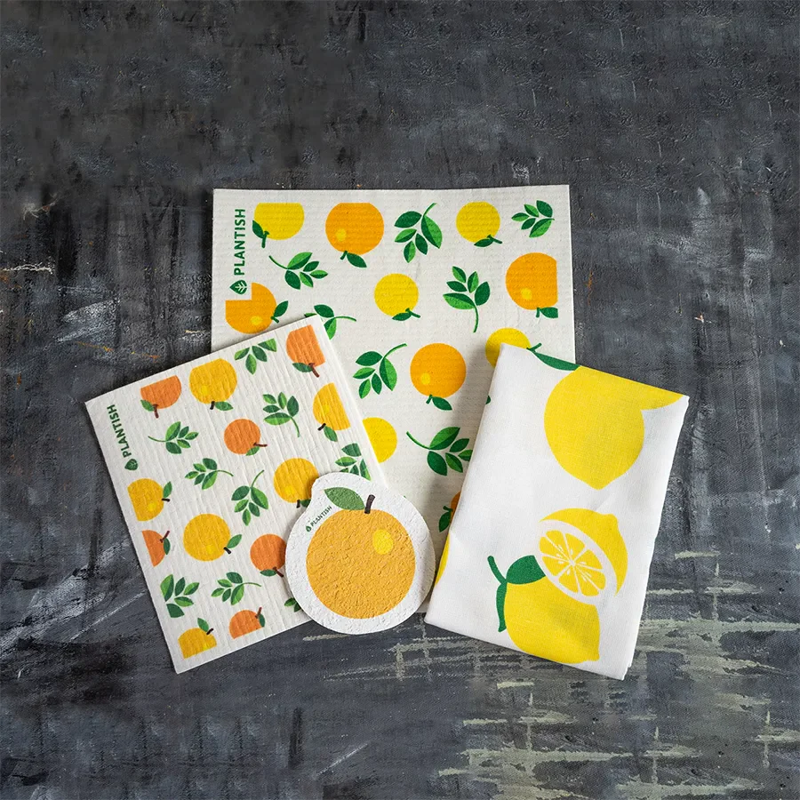 Swedish tea towel in a folded natural linen and cotton fabric with hanging loop — view 5
