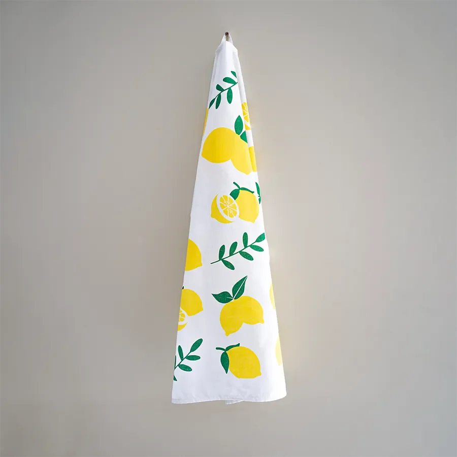 Swedish tea towel in a folded natural linen and cotton fabric with hanging loop — view 3