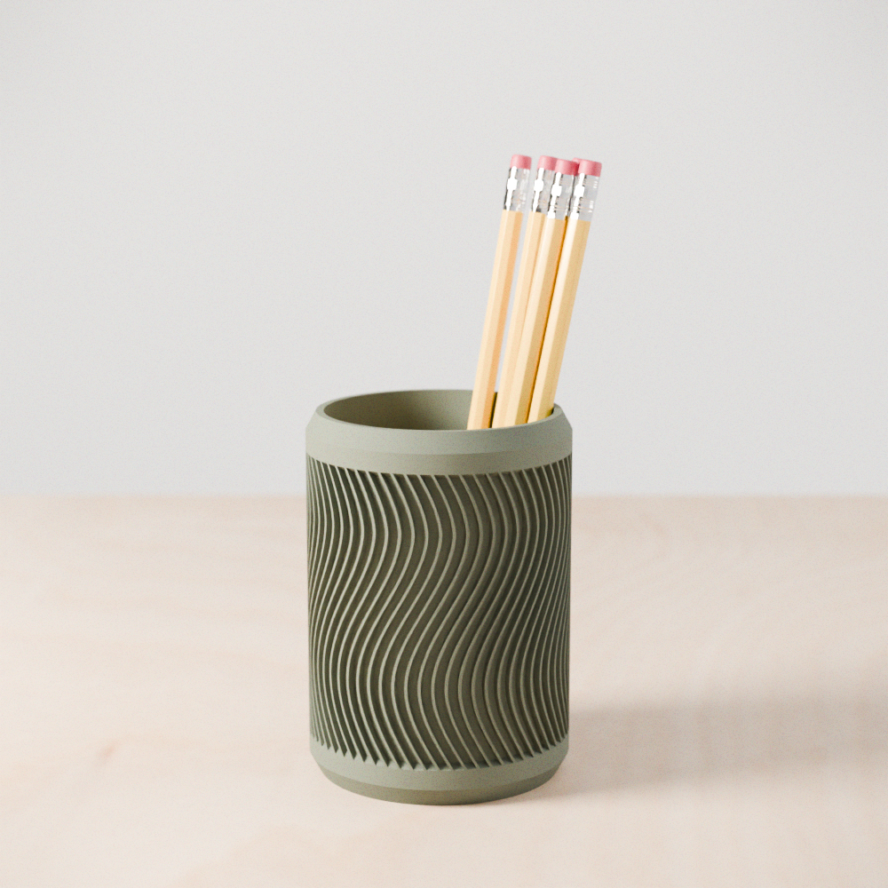 Modern eco-friendly wave design Tidal Pencil Holder for organizing pens and stylish desk decor