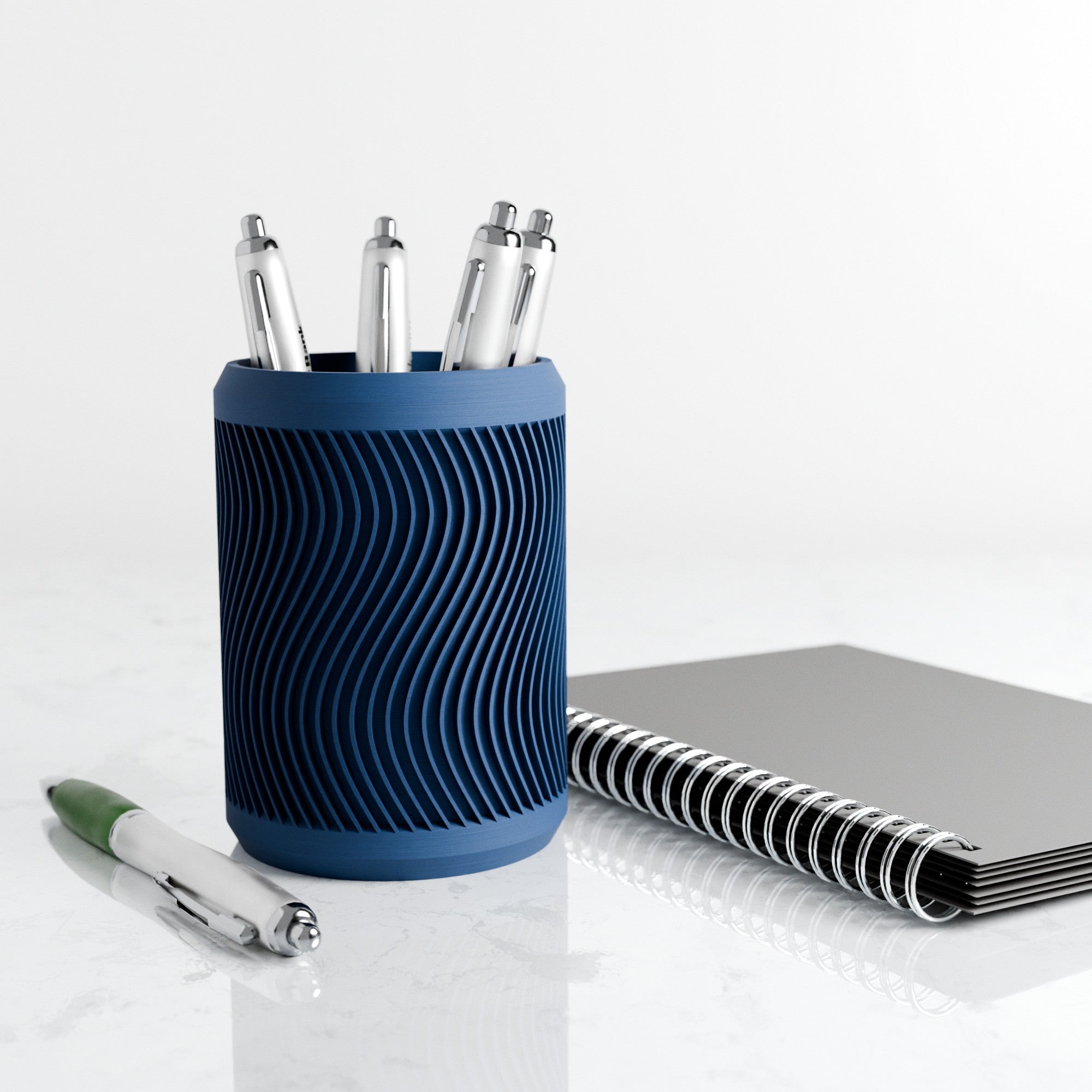 Modern eco-friendly wave design Tidal Pencil Holder for organizing pens and stylish desk decor — view 3