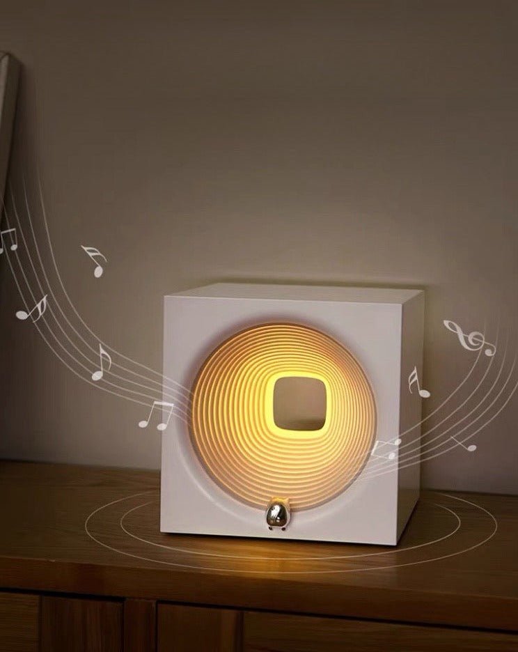 Time Machine bedside lamp with modern dimmable sleep light and built in speaker on nightstand — view 3