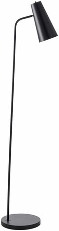 Montacuto black iron floor lamp with metal shade and metallic bronze accents for modern living rooms