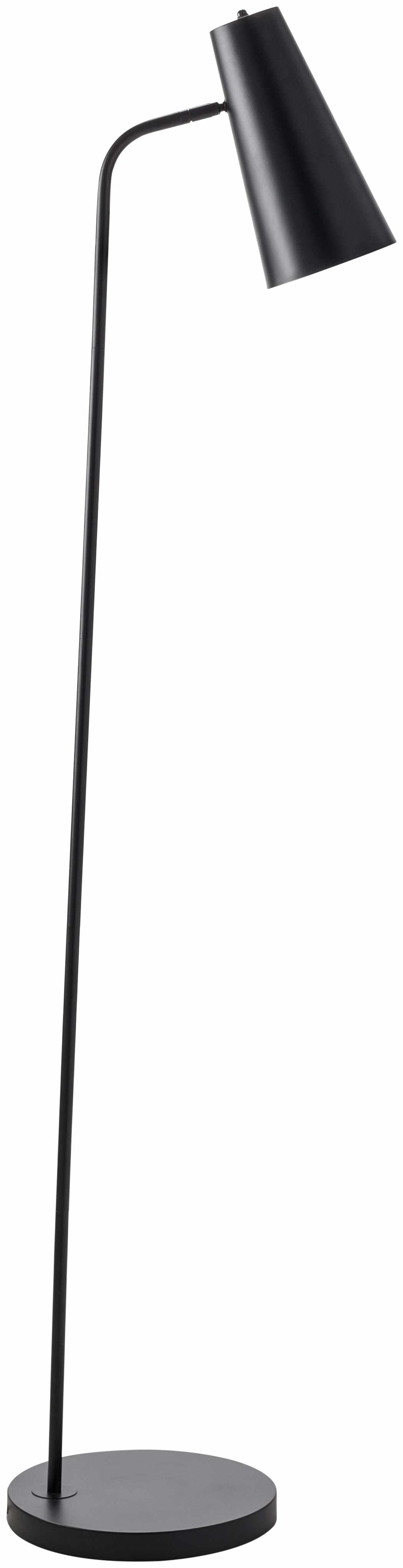 Montacuto black iron floor lamp with metal shade and metallic bronze accents for modern living rooms