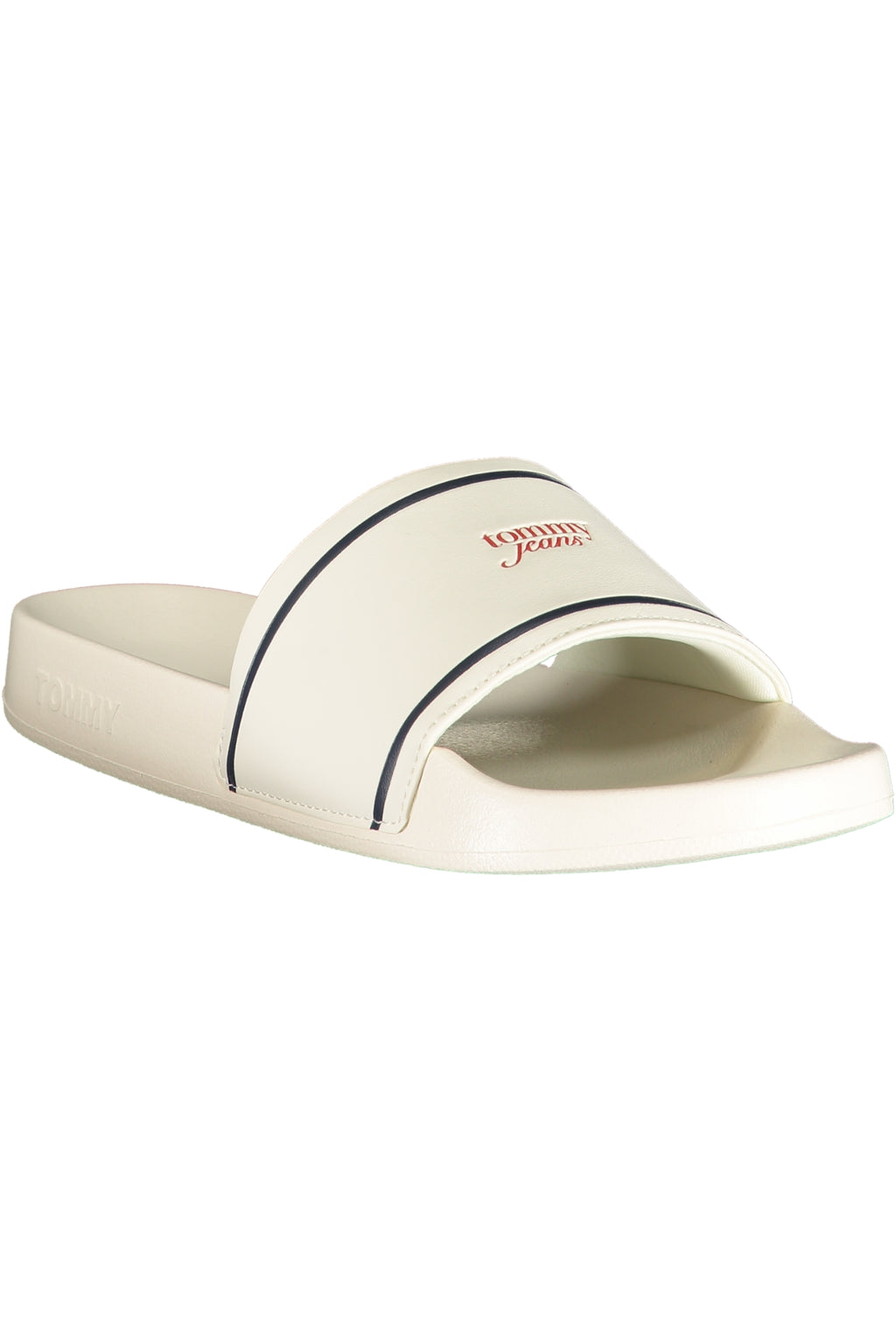 Women's white designer slip-on sandal slippers featuring iconic logo print on the top strap — view 2