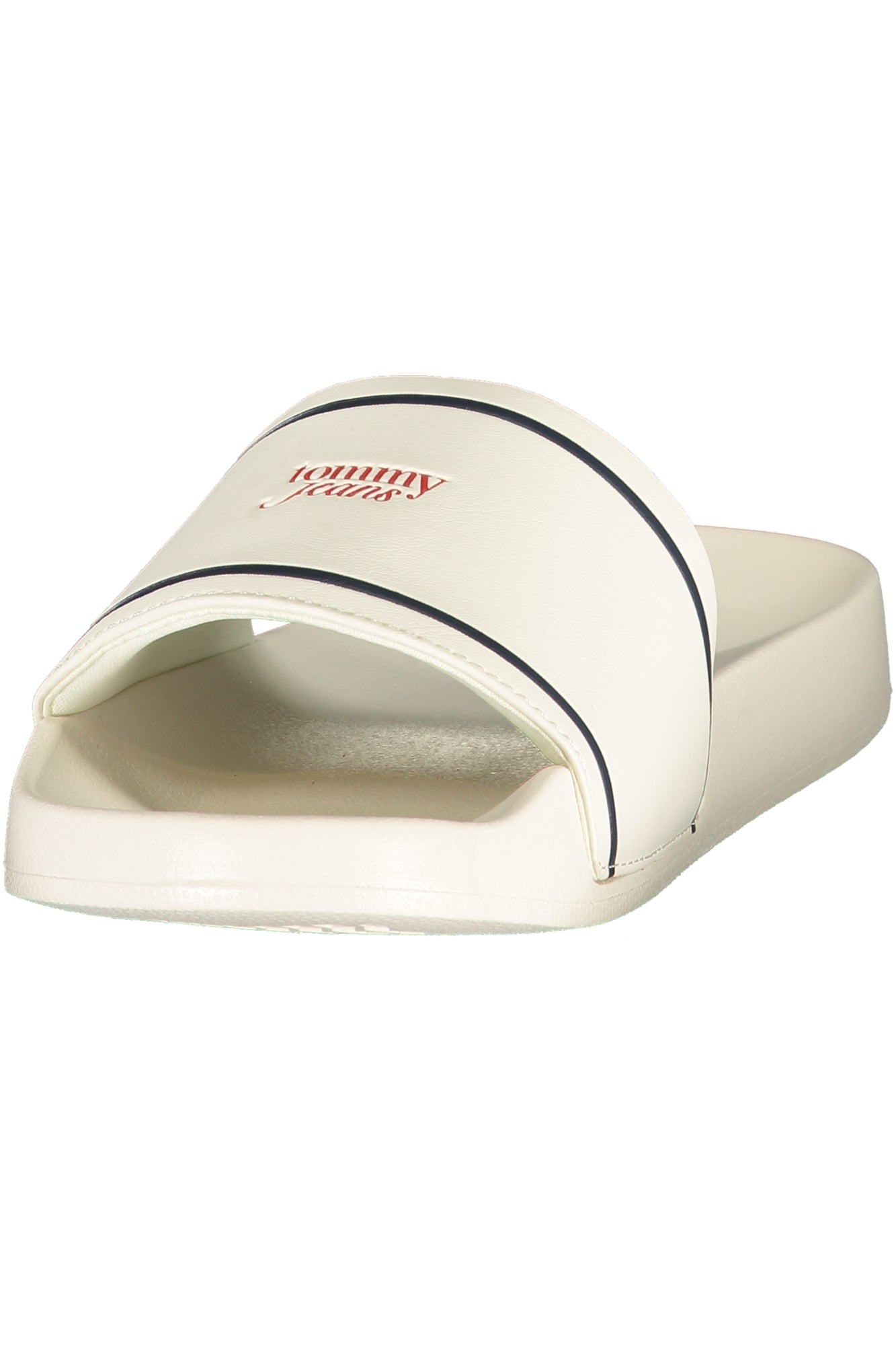 Women's white designer slip-on sandal slippers featuring iconic logo print on the top strap — view 3