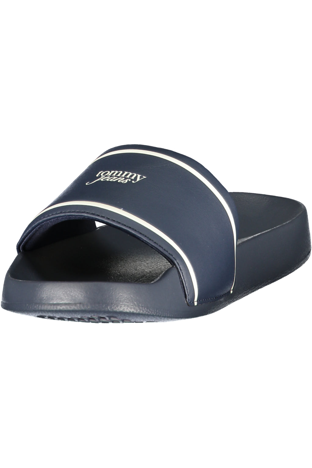 Tommy Hilfiger women's blue slip-on slippers with signature logo print and comfortable flat sole — view 3