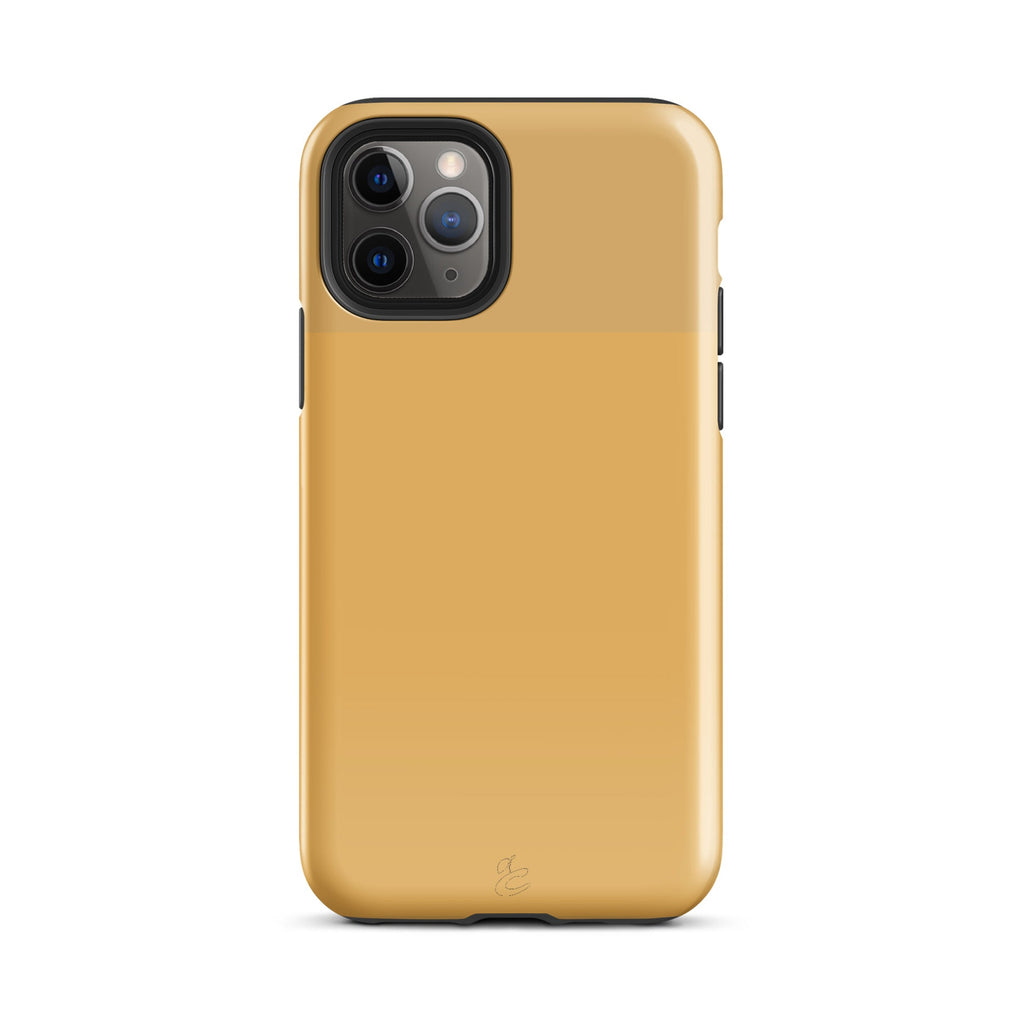 Two-tone gold Cherry iPhone case featuring a durable polycarbonate outer shell and TPU inner liner — view 3