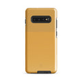 Cherry Neanderthal Samsung case in two-tone Capitalist Gold with tough outer shell and impact-resistant lining
