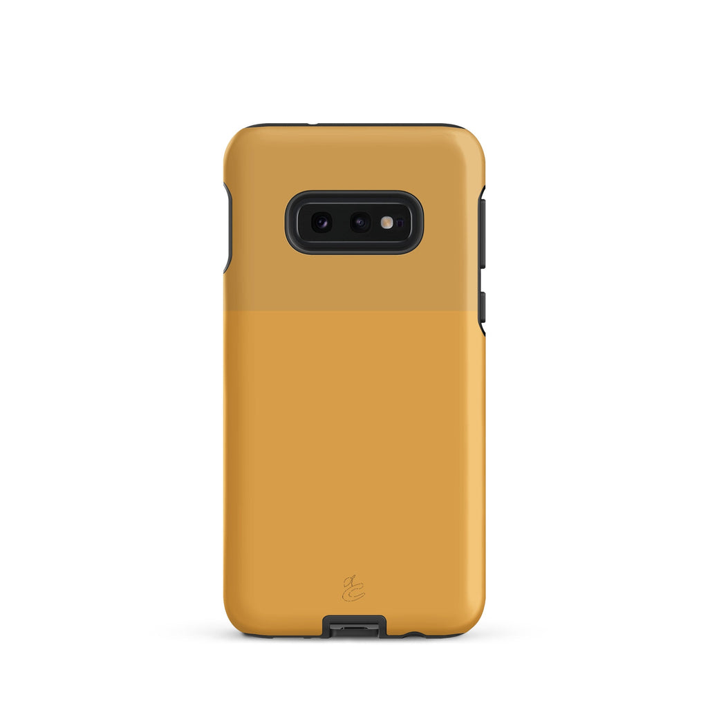 Cherry Neanderthal Samsung case in two-tone Capitalist Gold with tough outer shell and impact-resistant lining — view 5