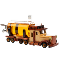 Truck whiskey decanter with solid mahogany wood base and 1000ml hand-blown glass barrel