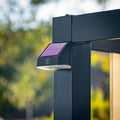Cree-1000 outdoor solar security light with motion sensor and bright LED illumination in black composite housing