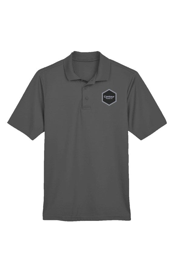 Men's performance golf polo shirt in lightweight moisture wicking mesh with stealth matching buttons