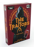 BBC The Traitors official card game box and playing cards laid out for tabletop play