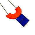 Chunky Geometric Statement Necklace, Post or Clip On Set – Handmade-5