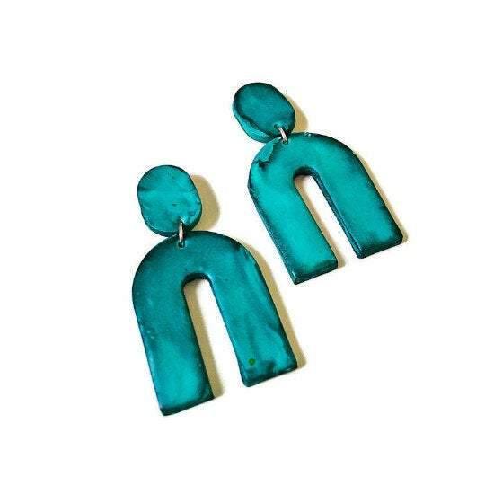 Arch Statement Earrings Handmade (Post or Clip On)- "Lucy"-5