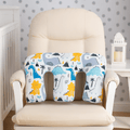 Twin pregnancy nursing pillow with playful dinosaur print, wrapping waist design for tandem infant feeding