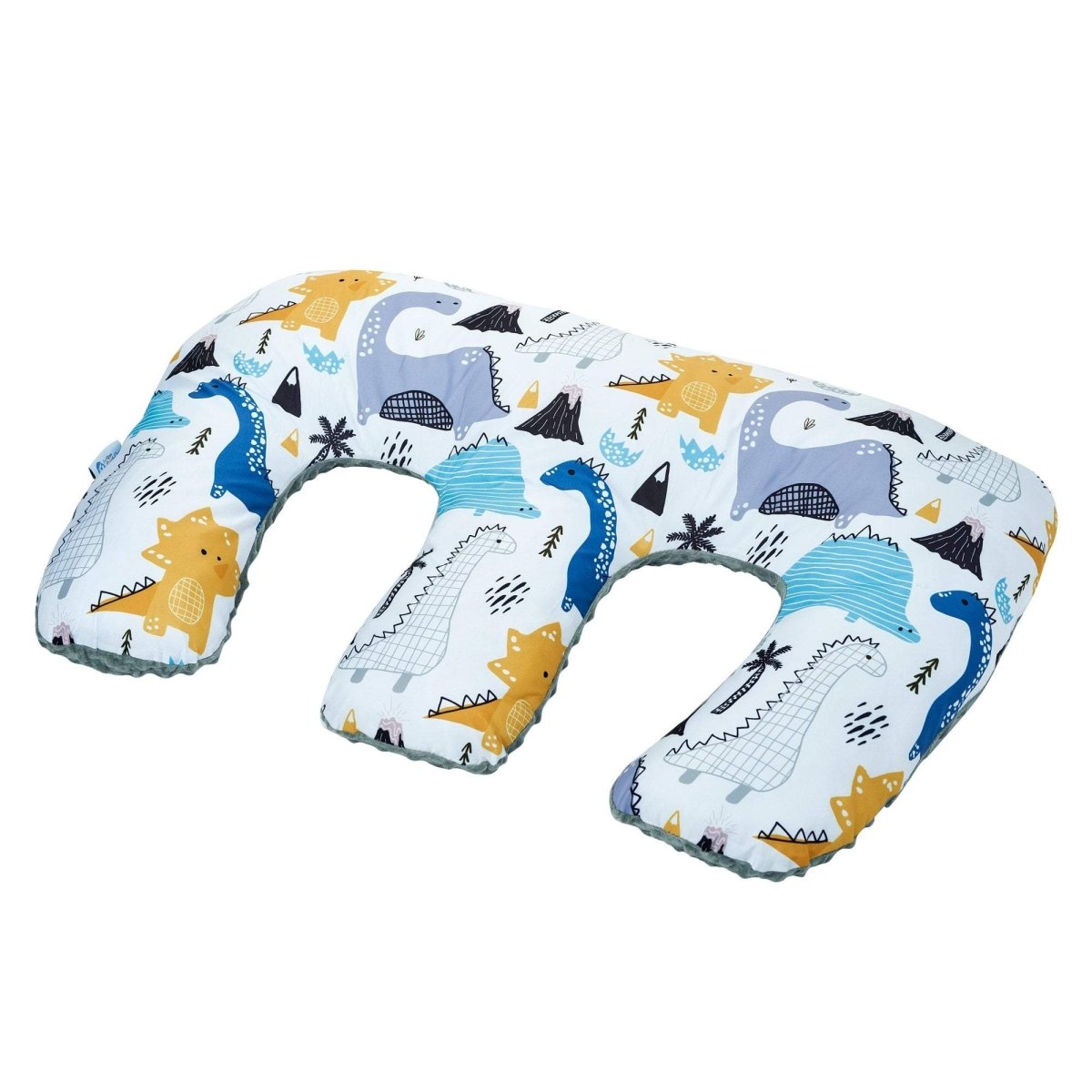 Twin pregnancy nursing pillow with playful dinosaur print, wrapping waist design for tandem infant feeding — view 2