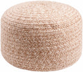 Dusty pink blush knitted pouf made from textured recycled yarn for indoor or outdoor seating