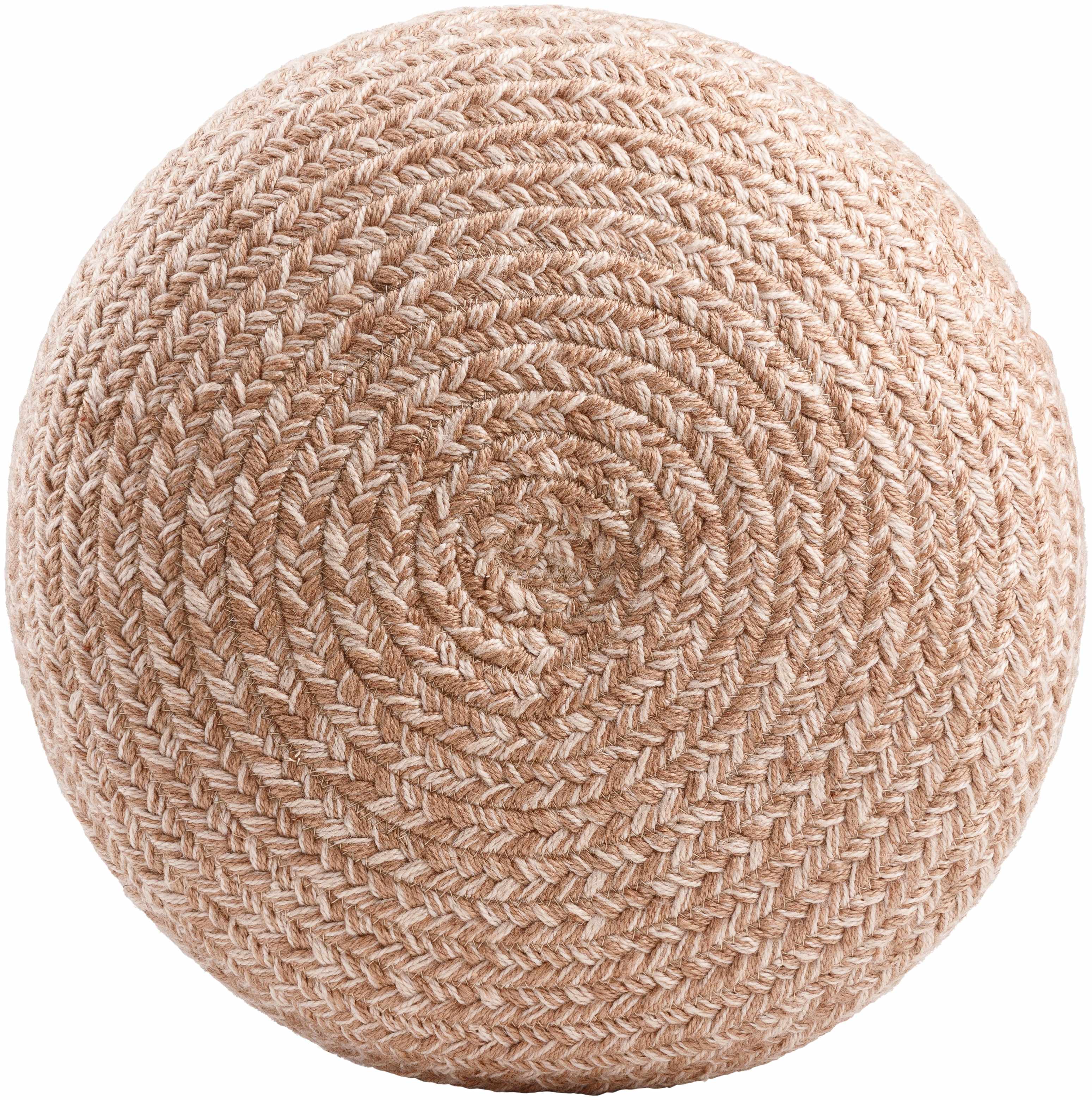 Dusty pink blush knitted pouf made from textured recycled yarn for indoor or outdoor seating — view 2