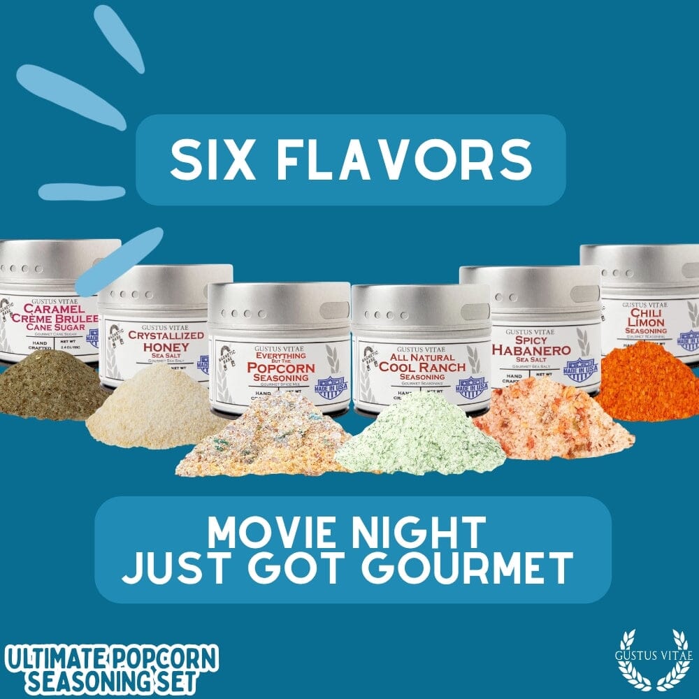 Ultimate popcorn seasoning set with six unique gourmet spice blends in convenient magnetic metal tins — view 5