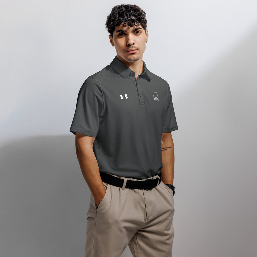 Men's Under Armour performance polo shirt with three button placket and right chest logo — view 4
