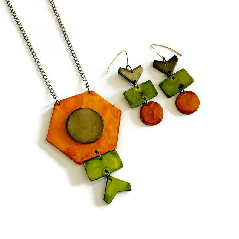 Unique Bohemian Jewelry Set with Statement Necklace & Earrings-0