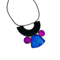 Unique Statement Necklace Handmade & Painted Blue Black Purple-0
