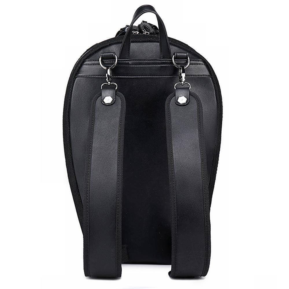 Unisex 3D skull backpack in PU leather featuring a striking metallic silica gel skull sculpture — view 3
